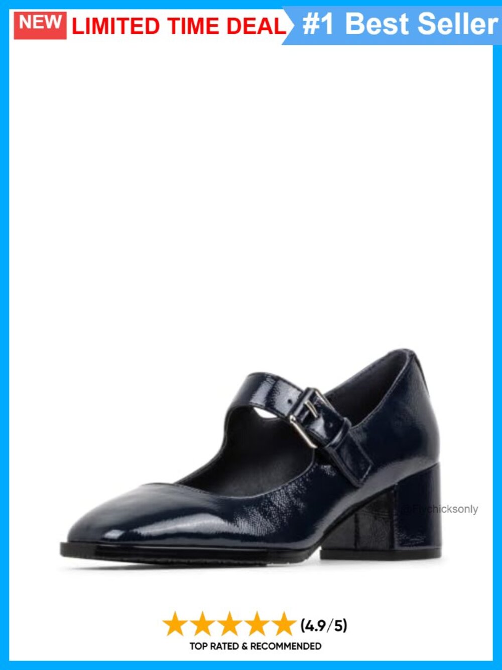 Crinkle Patent Mary Jane Block Heel Square Toe Memory Foam